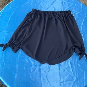 Navy Blue Off the Shoulder Top